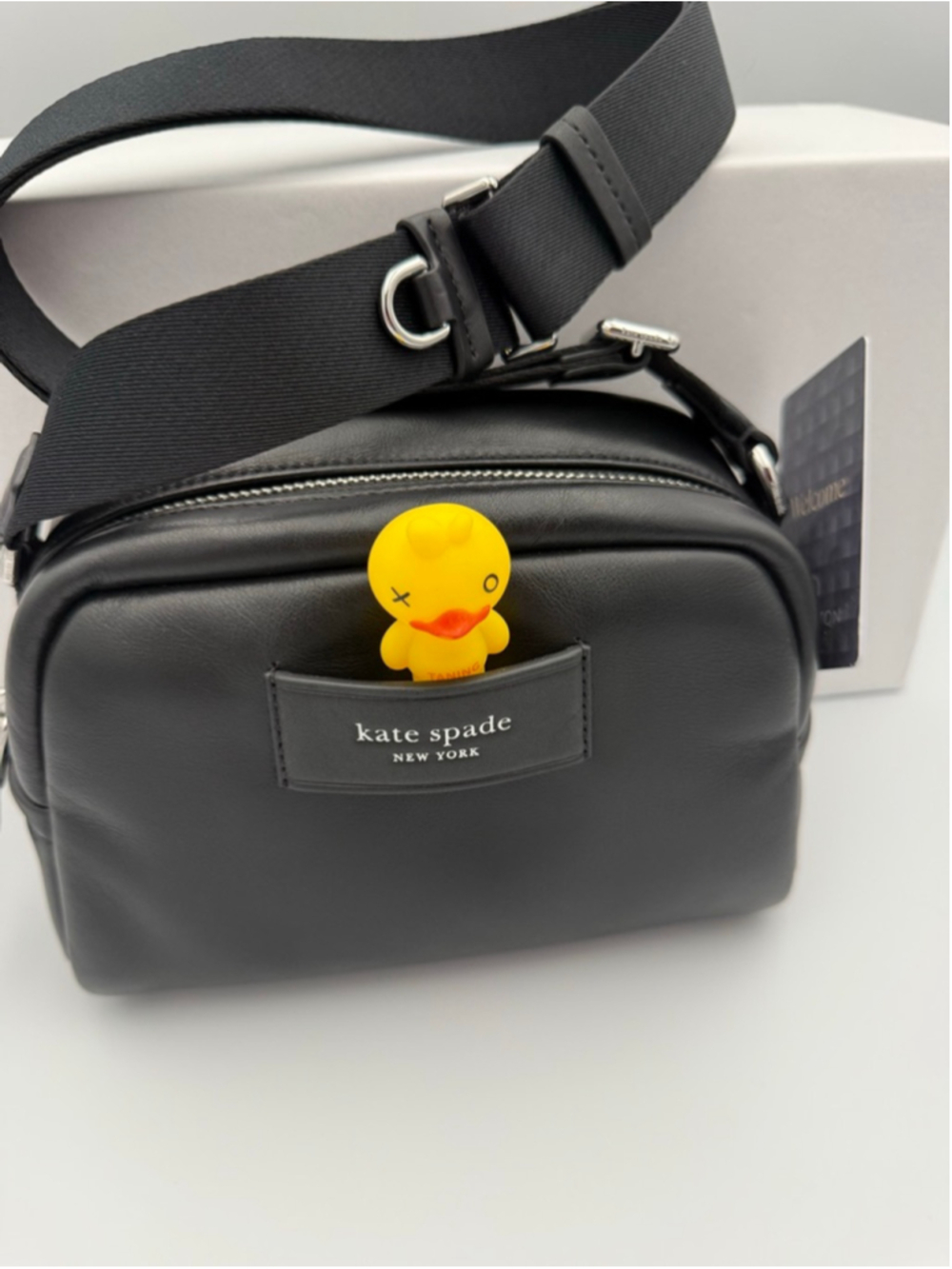 Women's Kate Spade Puff Black Leather Crossbody Bag - Picture 6 of 11